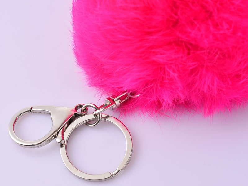 Cityelf Cute Faux Rabbit Fur Ball Pom Pom Keychain Car Key Ring Handbag Tote Bag Pendant Purse Charm (Rose) - Image 4